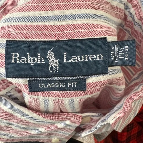 Polo Ralph Lauren Classic Fit Striped Button Down Shirt Mens 17.5 34/35 - Picture 2 of 8